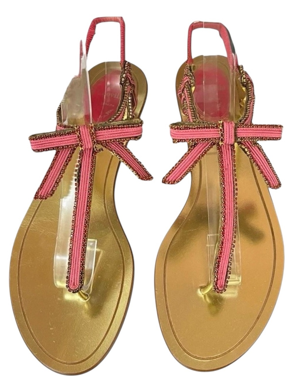 Rene Caovilla Gold & Pink Bow-Embellished Sandals - Picture 4 of 7